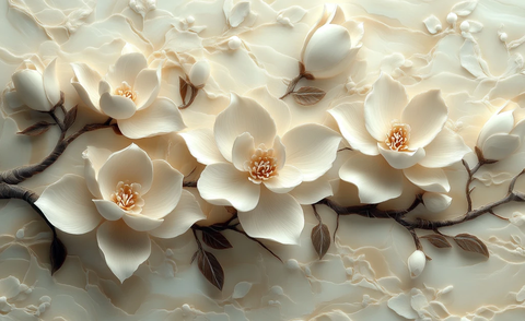 白玉兰树枝纹纸雕