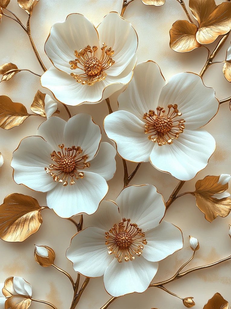 白花金叶墙面装饰