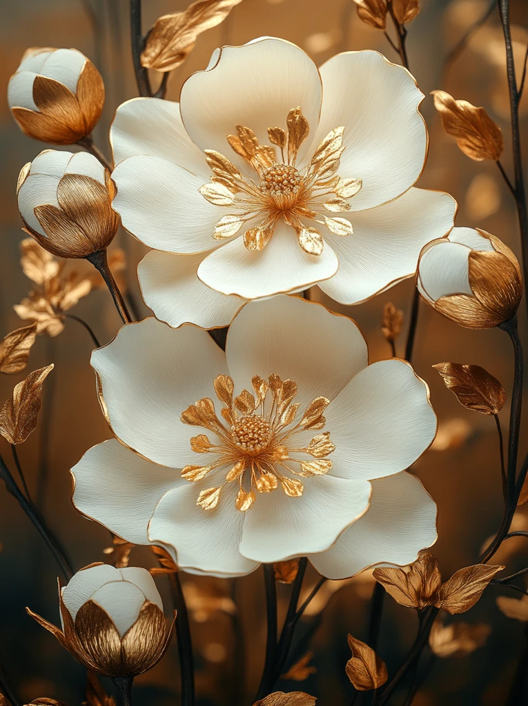 白花金叶墙面装饰