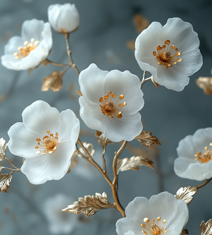 白牡丹金羽墙纸