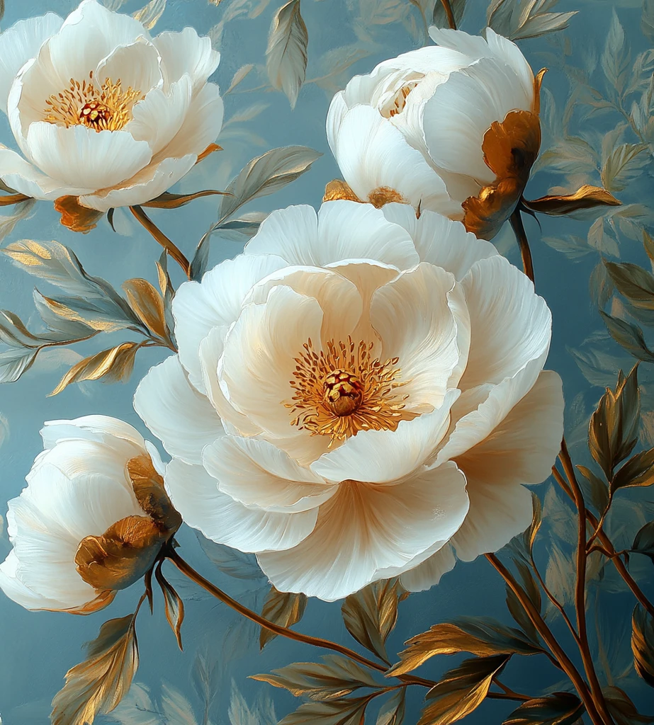 白牡丹金羽墙纸