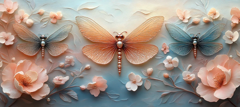 珍珠翼龙蜻蜓画