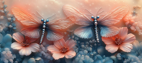 珍珠翼龙蜻蜓画