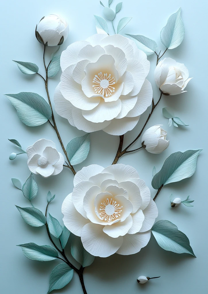 山茶花轮廓图案