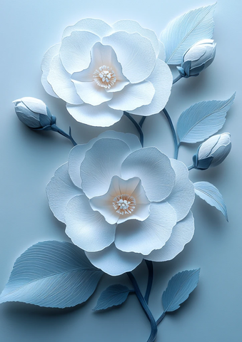 山茶花轮廓图案