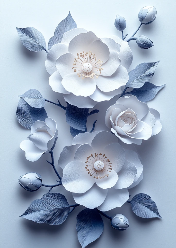 山茶花轮廓图案