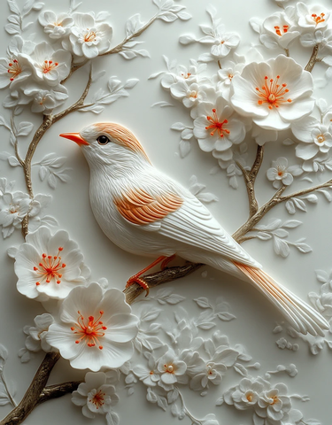 白墙雕花喜鹊图