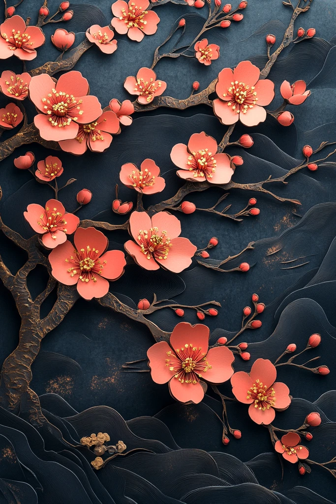 樱花剪纸邀请函