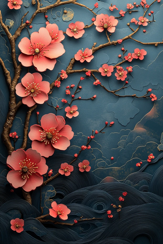 樱花剪纸邀请函