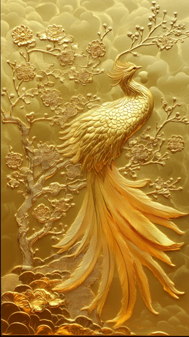 金箔剪纸凤凰图