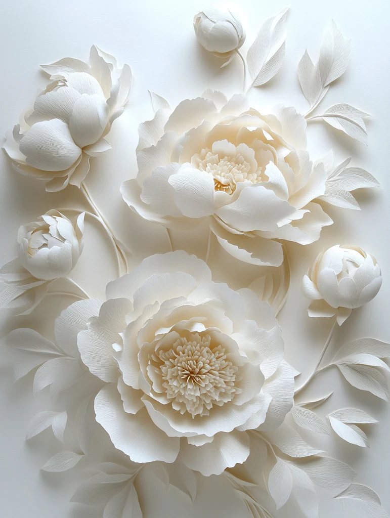 白纸牡丹雕刻图案