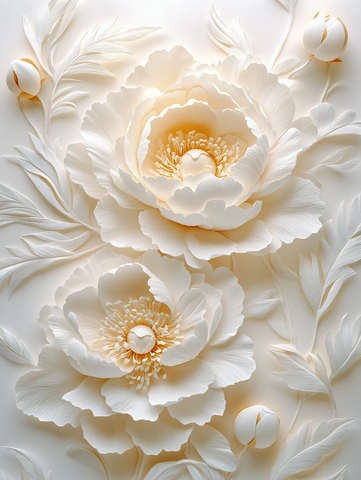 白纸牡丹雕刻图案
