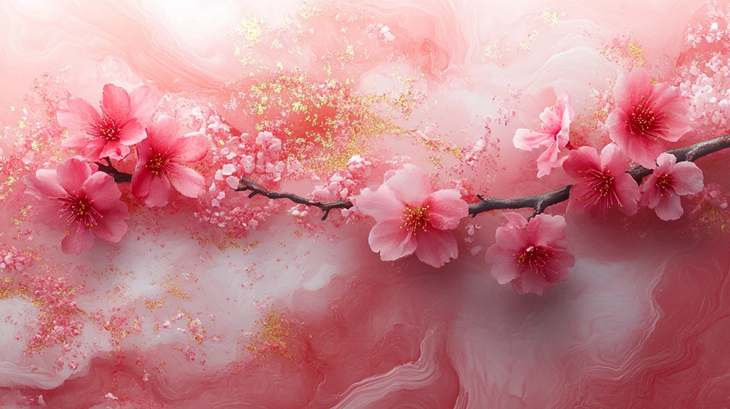 樱花枝条水彩画