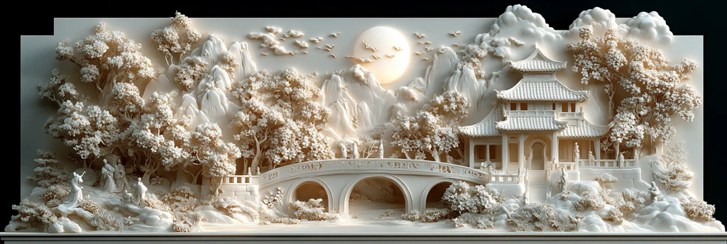 古典陶瓷浮雕墙