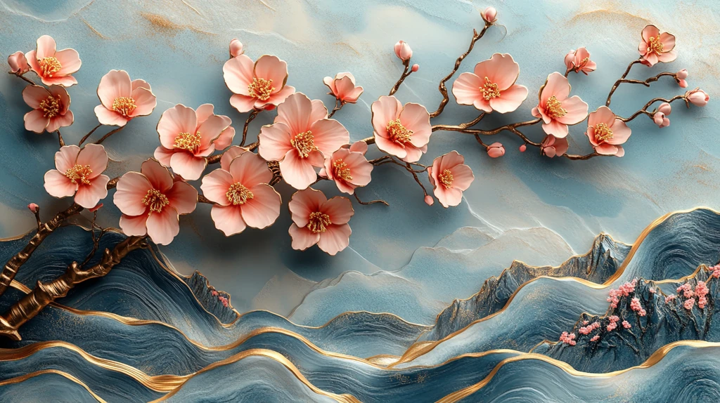 樱花枝条花纹背景