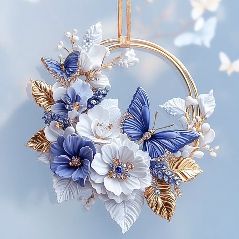 蓝色蝴蝶水晶挂饰