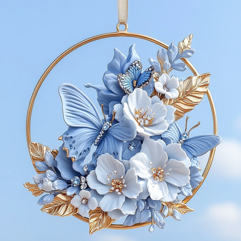 蓝色蝴蝶水晶挂饰