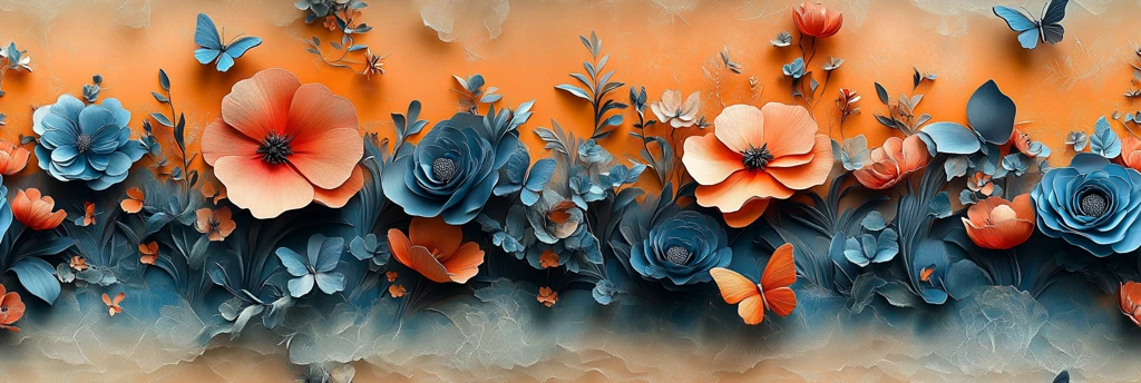 蝴蝶花朵叶子图案