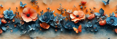 蝴蝶花朵叶子图案