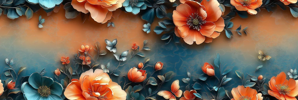 蝴蝶花朵叶子图案