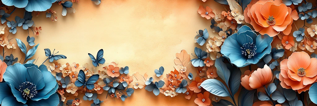 蝴蝶花朵叶子图案