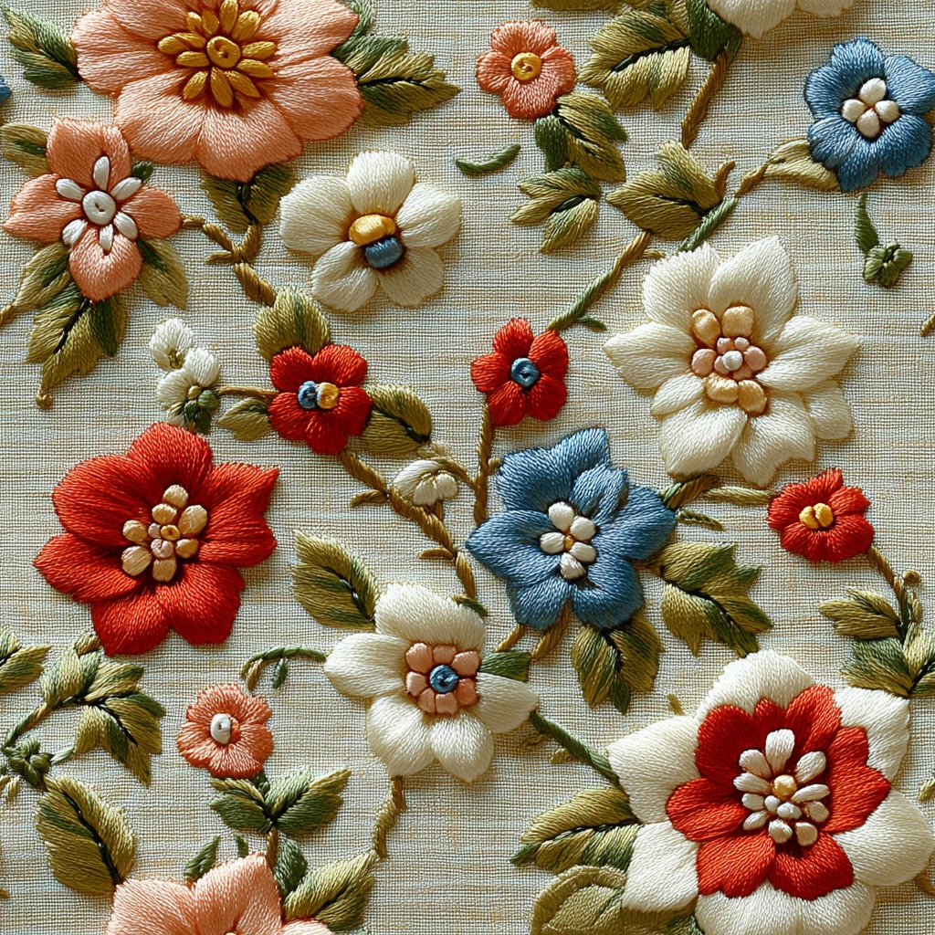 精致花卉刺绣图案