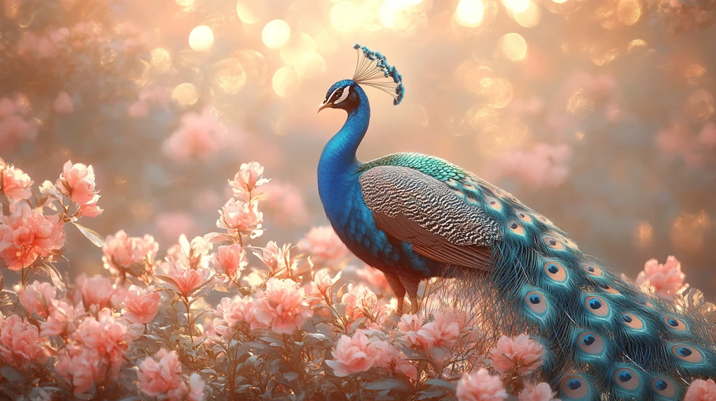 蓝孔雀蝴蝶树花墙