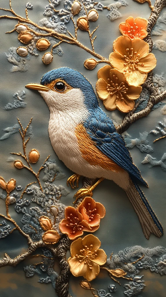 金线绣花立体软浮雕