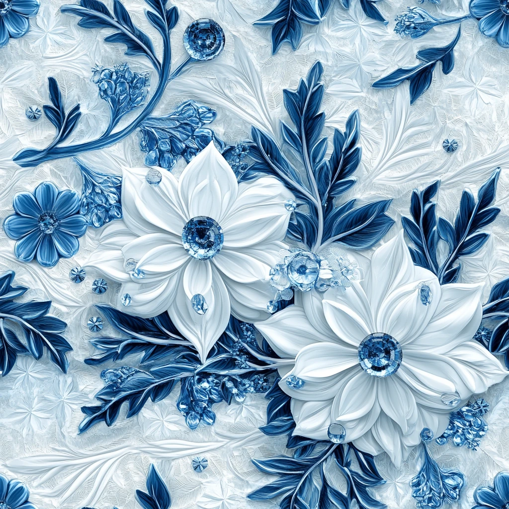 冬季冰晶刺绣图案