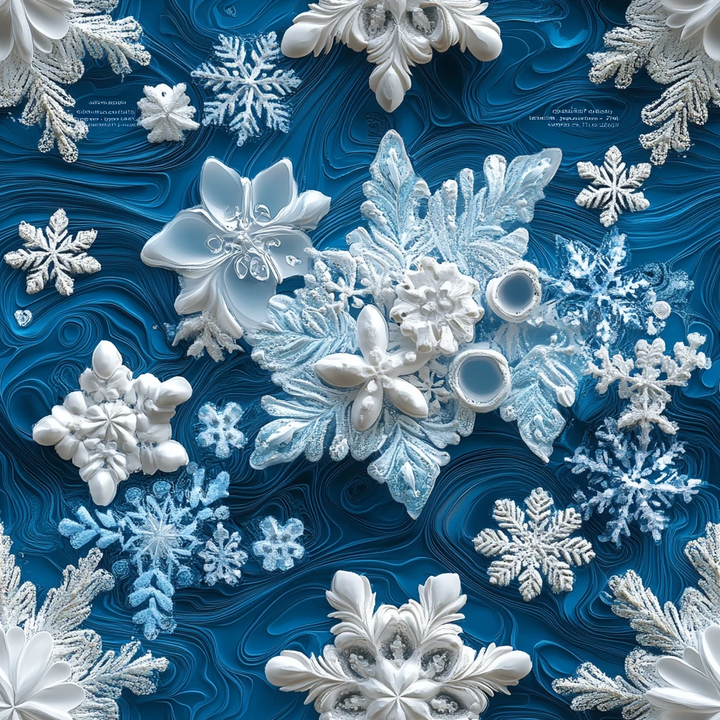 冬季冰晶刺绣图案