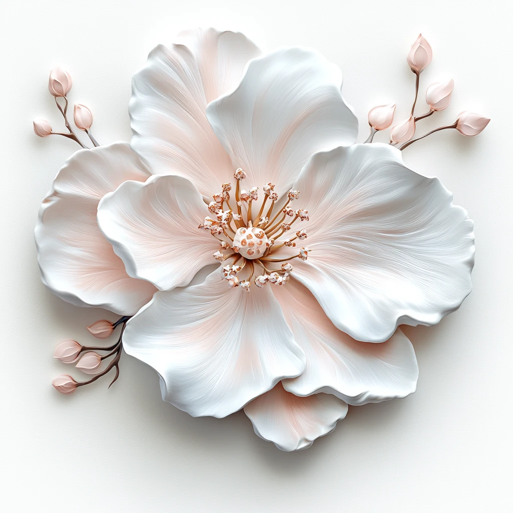 白桃梅花三维画