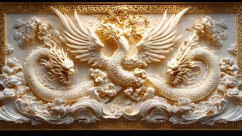 龙凤金纹浮雕图