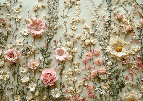 粉色花卉刺绣面料