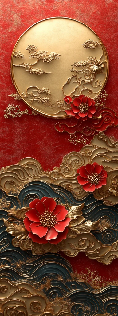 金红立体中式图案