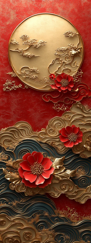 金红立体中式图案