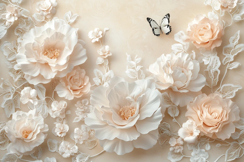 白花花边蝴蝶纹样