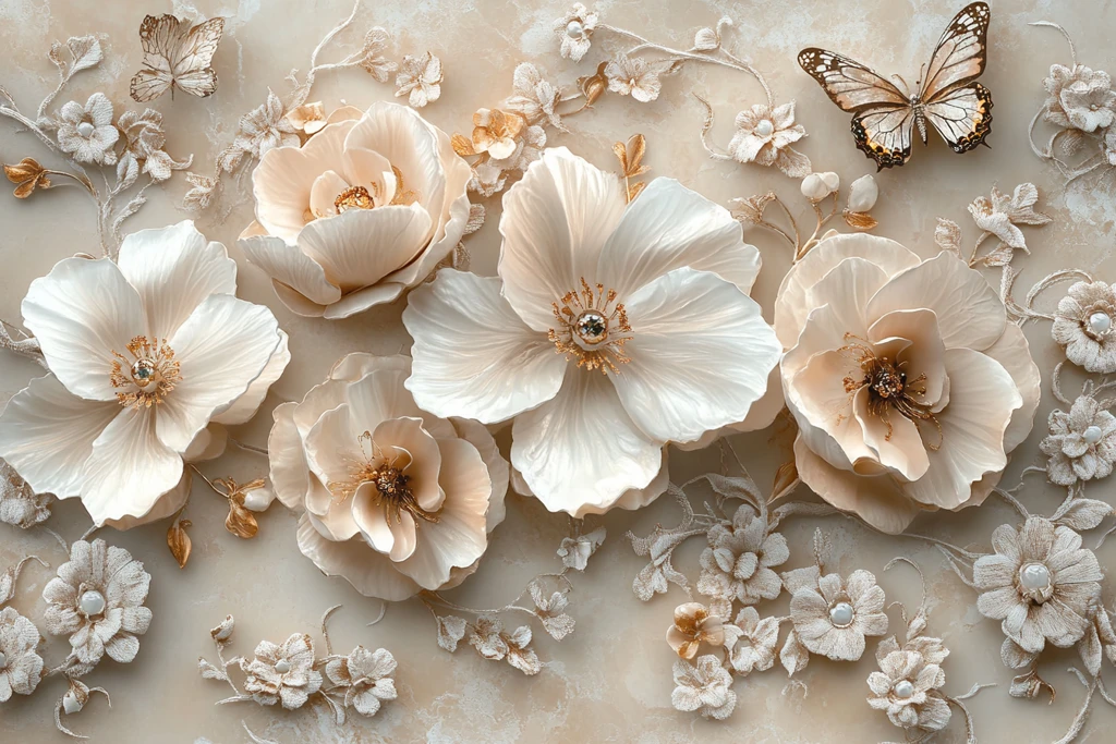 白花花边蝴蝶纹样