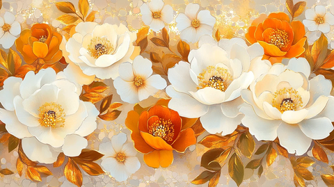 白牡丹金叶图案