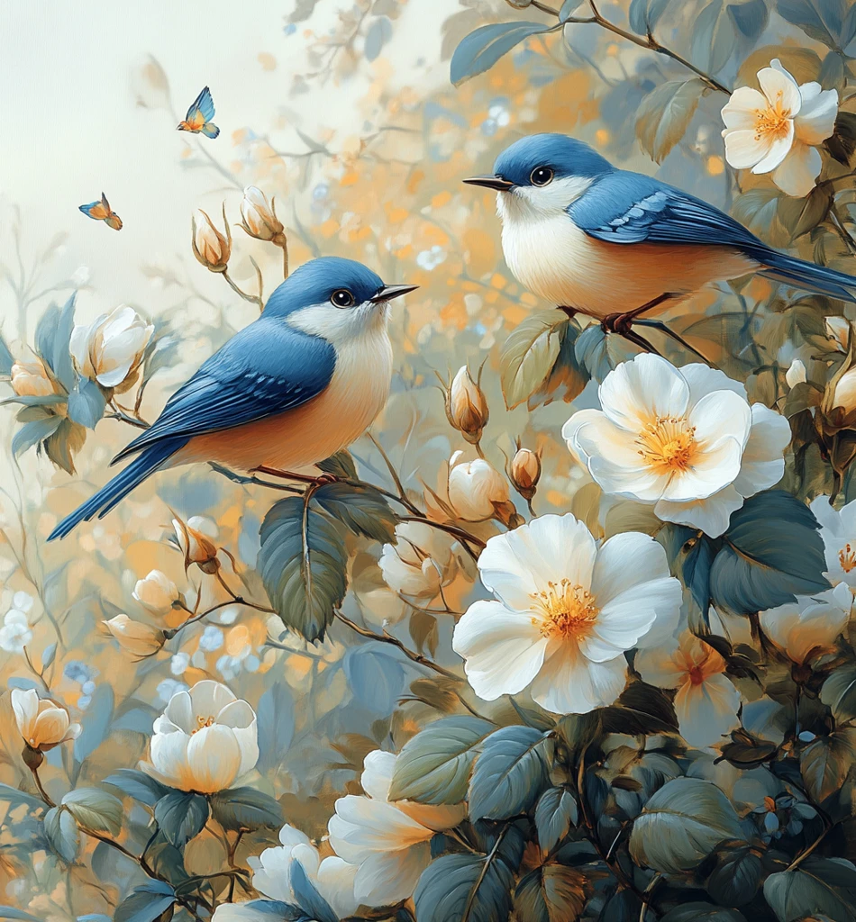 白蓝玫瑰钻石画