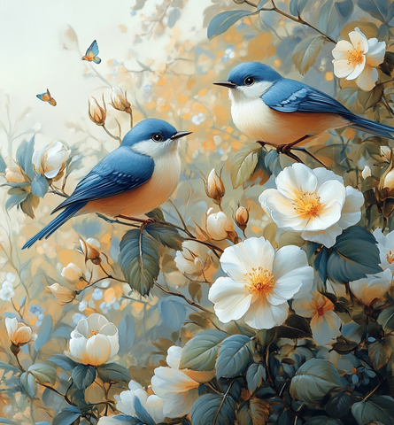 白蓝玫瑰钻石画