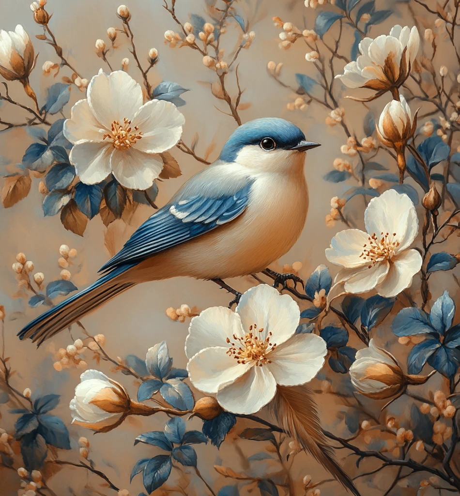 白蓝玫瑰钻石画