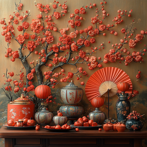 红色年味装饰图案