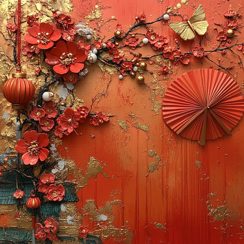 红色年味装饰图案