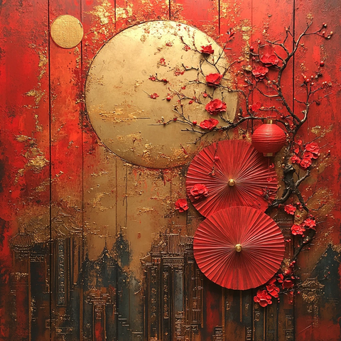 红色年味装饰图案