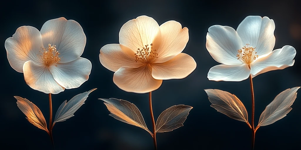 米白花卉三重奏