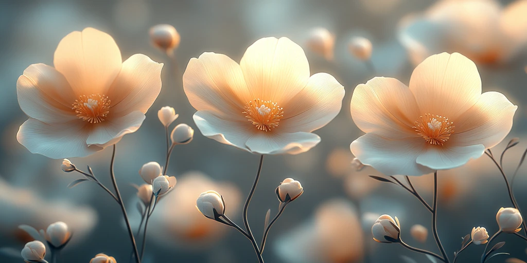 米白花卉三重奏