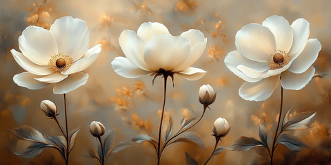 米白花卉三重奏