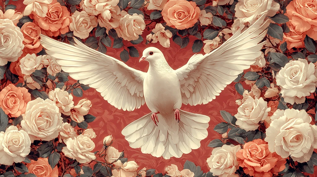 和平之鸽与玫瑰花环