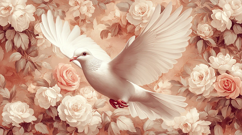 和平之鸽与玫瑰花环