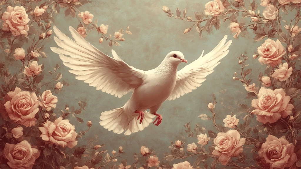 和平之鸽与玫瑰花环